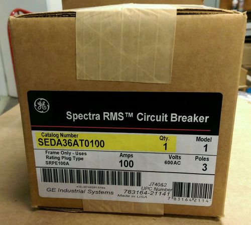 Ge seda36at0100 spectra rms circuit breaker 100a, 600v, 3p for sale
