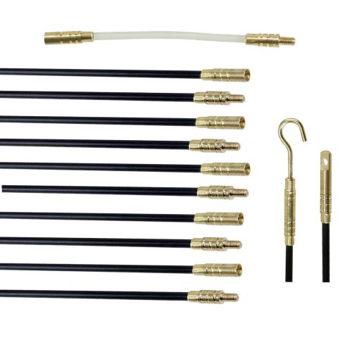 33&#039; Ten-Section Fiberglass Rod Wire Cable Fishing Push-Pull Kit