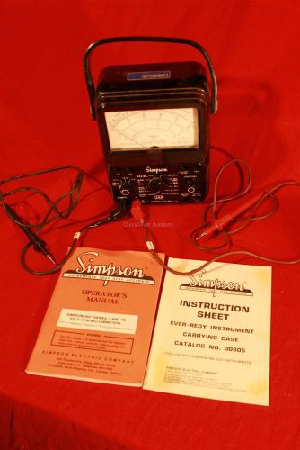 Simpson 260 &#034;series 7&#034; volt-ohm-miliammeter with probes, clips and 00805 case. for sale