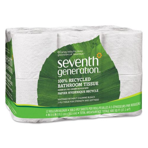 Seventh generation 100% recycled bathroom tissue rolls, 2-ply,300 shts,12 rls/pk for sale