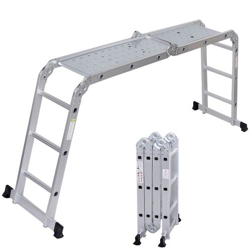 NB Multifunction 12.5FT EN131 Aluminum Folding Step Extension Folding Ladder