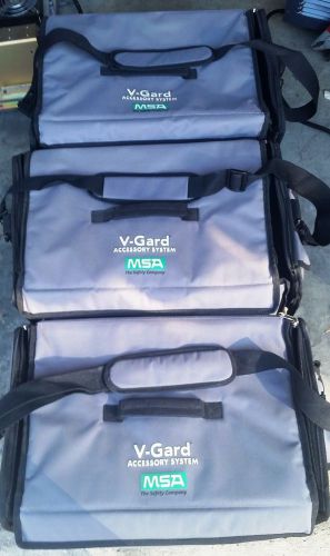 Lot of 3, MSA V-Guard Accessory System Case w/ Hardhats, Shields, Fabric Gear, +