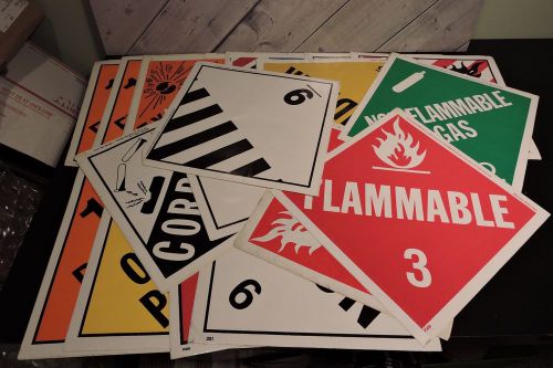 Lot of 18 Warning Danger Stickers Vinyl Explosives Flammable Combustible