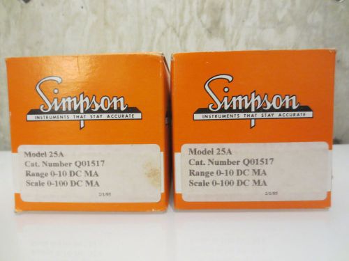 NEW - Simpson Round DC Milliamp meter 0-100 ma DC model: 25a