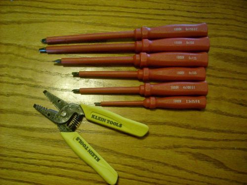 Klein wire strippers and a set of 6 electrical screwdrivers.  VGC.