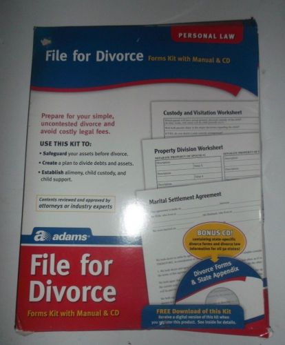File for divorce - ohio - adams divorce kit, 8.88 x 11.69 inch, white k302 as is for sale