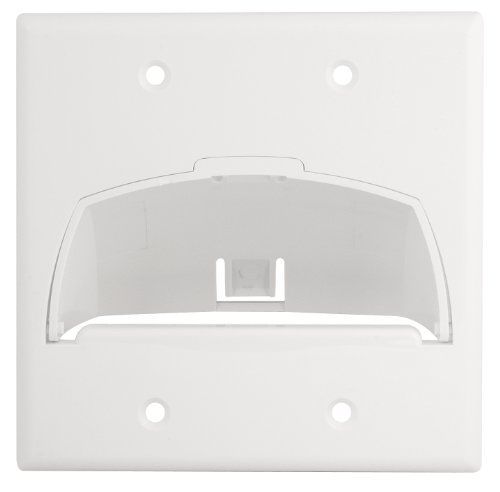 OnQ/Legrand WP9002WH Double Gang Hinged Bullnose Wall Plate, White