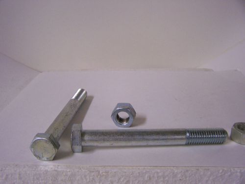 Vtg 5/8-11 x 5 1/2&#034; hex head machine bolts w/nuts zinc plated made in usa qty 21 for sale