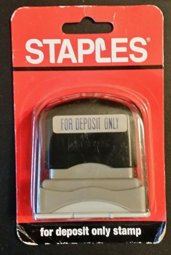 NEW NIP &#034;For Deposit Only&#034; Stamp, STAPLES Brand Pre-inked &amp; Reinkable Blue