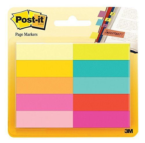Post-it Page Markers Assorted Bright Colors, 50 Sheets/Pad, Sticky Notes Desk