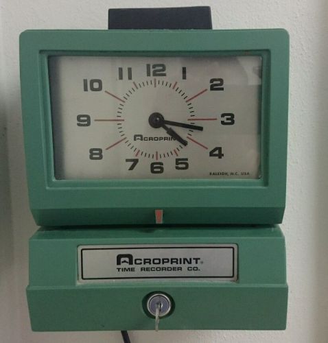 Acroprint Analog Manual Time Clock Model 125 Month/Date/0-23Hrs/Minutes No Key