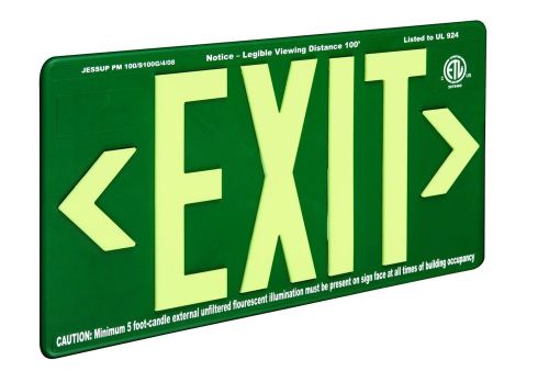 Glo brite outdoor wet area exit sign glow in the dark egress safety signs green for sale