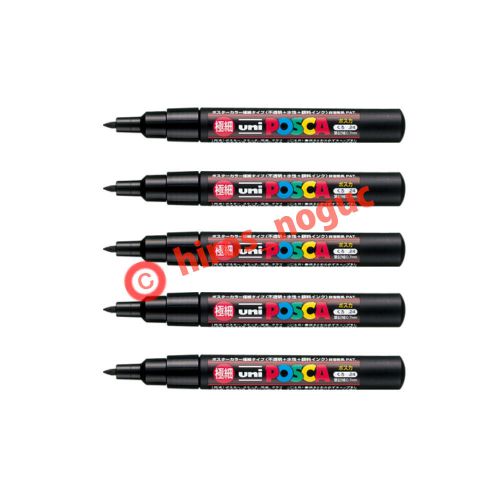 Uni Posca Paint Marker Black, 5 pens PC-1M Trackable Free Shipping