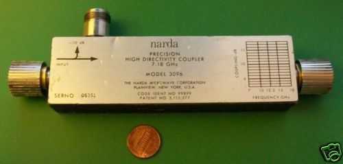 Narda 3096 precision high directivity directional coupler, 7-18 ghz, 10db for sale