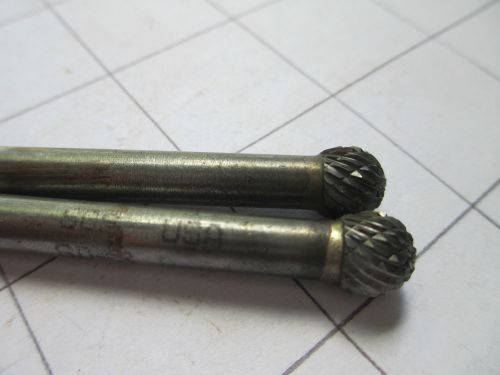 2 SGS Carbide Deburring Burrs 3/8&#034; x 3/8&#034; x 2 1/8&#034; x 1/4&#034; SD-3 Ball Double Cut