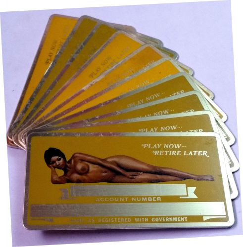 10 Vintage Blank Aluminum Metal Nude Afro Model Social Security CardsFree Wallet