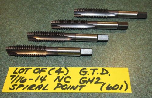 New old stock lot of (4) 7/16-14 nc gh2 spiral point plug taps - gtd (601) for sale