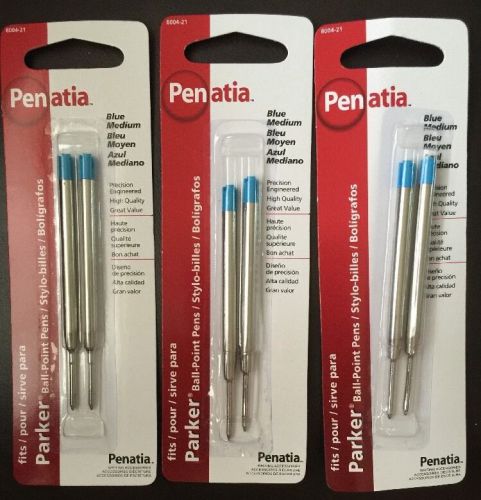3 Pack Of Penatia Parker Ball Point Pen Refills 2-Pack Blue 8004-21