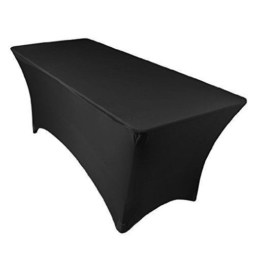 Urby® 5&#039; L Rectangular Fitted Stretch Spandex Table Cover Tablecloth Black