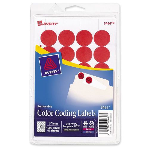 Avery Print/Write Self-Adhesive Removable Labels 0.75 Inch Diameter Red 1008 ...