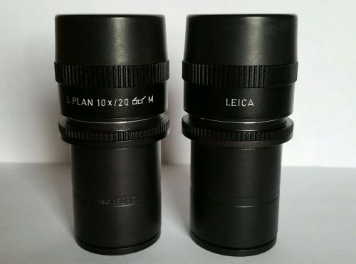 Leica L Plan 10x /20 M Microscope Eyepieces Oculars w/ Eye cups &amp; Photo Reticule
