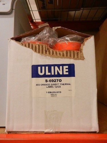 U-Line S-6927O Orange 4 x 3&#034; Desktop Direct Thermal Labels - 12 Rolls - NEW SALE