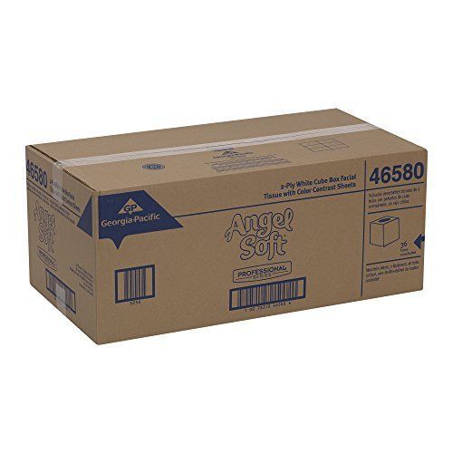 Georgia-Pacific Angel Soft ps 46580 White Premium Facial Tissue, Cube Box, 8.85&#034;