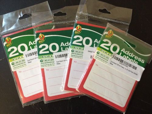 Duck Brand To/from Pressure-sensitive Address Mailing Labels Lot of 4 -20 Packs