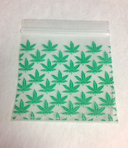 100 Green Marjiuana Leaf 2x2 Cannabis Baggies 2020 Tiny Poly Ziplock Dime Bags
