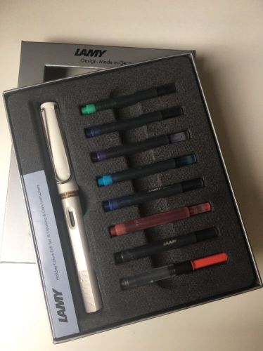 Lamy Holiday Gift Set Safari White Fountain Pen Cartridges + Converter New L19M