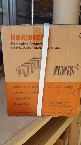 1 case 1-3/8&#034;x 3/4&#034; carton closing copper box staples 20,000 for a series for sale