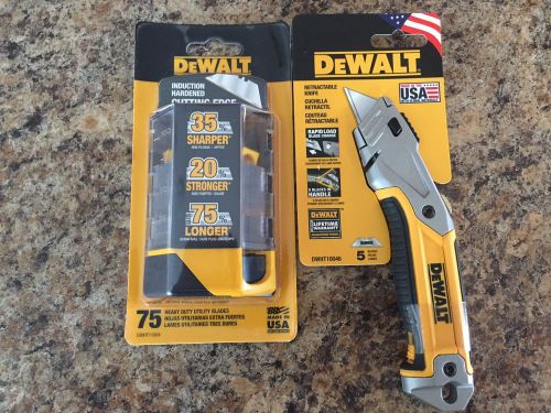 Dewalt Retractable Knife &amp; 80 Heavy Duty Utility Blades Made In USA Great Gift