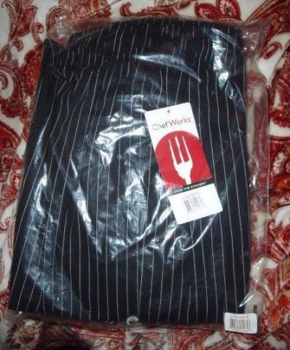 NWT Chef Works MEN&#039;S Black &amp; White Pinstripe Relaxed Fit Kitchen Pants SIZE XL