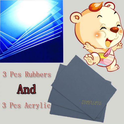 3mm A4 Clear Plastic Acrylic and A4 2.3mm Gray Rubbers for Laser Cutter&amp;Engrave