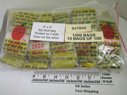 1000 BATMAN 2&#034; X 2&#034; 2 MILL PLASTIC ZIP SEAL BAGS NEW! PRINTED ON ONE SIDE
