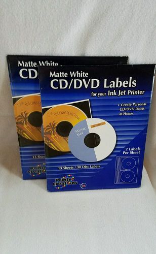 Printer creations cd/ dvd matte white labels for ink jet printers 30 count for sale