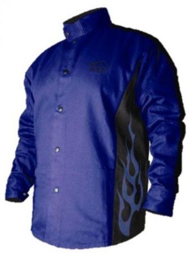 BSX Flame-Resistant Welding Jacket - Blue With Blue Flames, Size 2X-Large