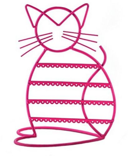 Cat shape metal wire earring holder by arad? (pink) for sale
