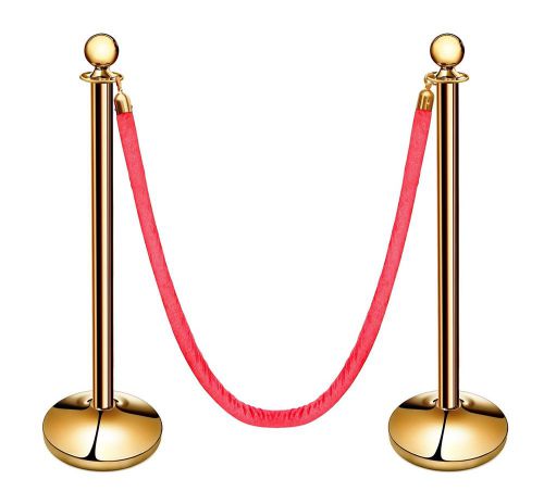 New Star Foodservice 54736 Round Top Brass Plated Stanchions Set of 2 Posts w...