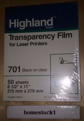 *new* highland transparency film 701 clear laser [ 50 sheets ] 78-6969-8593-2 for sale