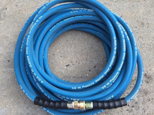 50ft 3/8&#034; 4000PSI Blue Non-Marking Pressure Washer Hose w/ QC fittings