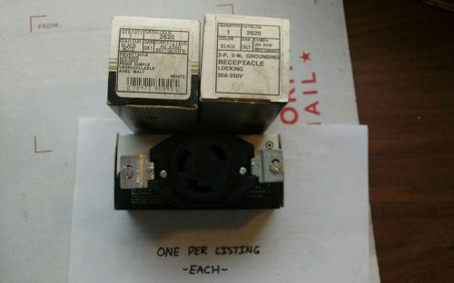 (1) leviton 2620 locking receptacle, 30a, 250v. l6-30, 2p/3w for sale