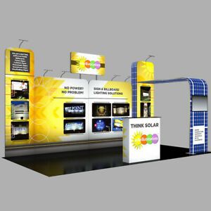 20ft Custom Trade Show Display Booth Set with Counter Spotlights Monitor Bracket