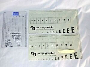 3 Compugraphic &amp; Publisher Graphic Art Clear E Scale,Type Scale, Typo Rulers