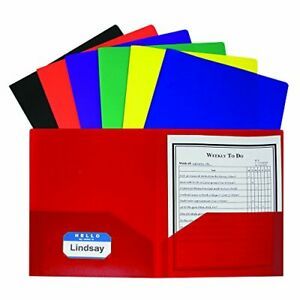 C-Line Products CLI33950 Two Pocket Poly Portfolios Folder Assorted Pack of 36