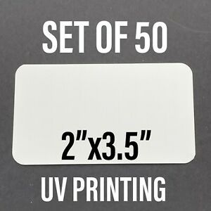 2&#034; x 3.5&#034; - UV PRINTING - GLOSS WHITE ALUMINUM BUSINESS CARD BLANKS - 50pcs