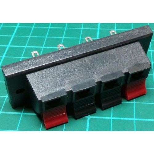 Speaker Terminal, Spring Clip 4 Way Connector, Panel Mount, Sub Box