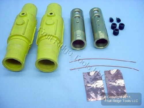 2 leviton yellow ect 17 series female cam-type plugs set screw 690a 600v 17d24-y for sale
