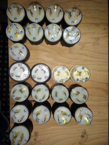 Lot of 22 hubbell &amp; pass &amp; seymour legrand l5-30p l14-20 l5-20 plugs for sale