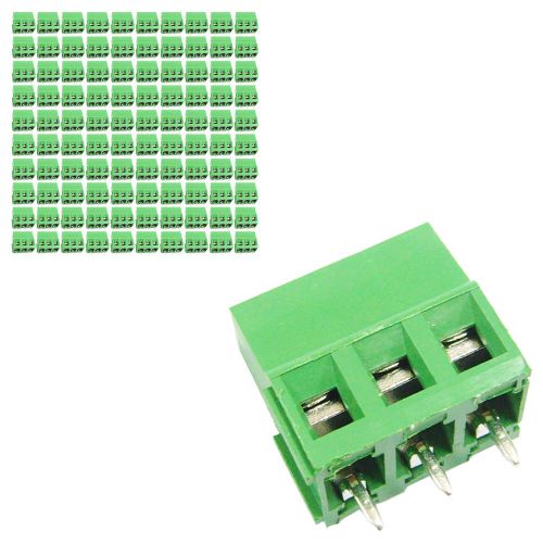 100 pcs 5mm pitch 300v 16a 3p poles pcb screw terminal block connector green for sale